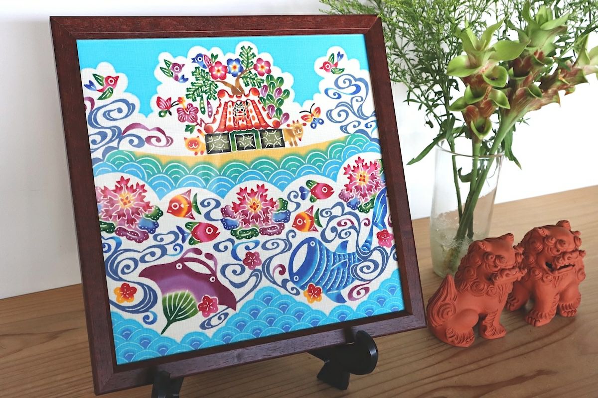 紅型額装 30cm×30cm 中西敏也 | ゆいまーる沖縄 ＜Online＞