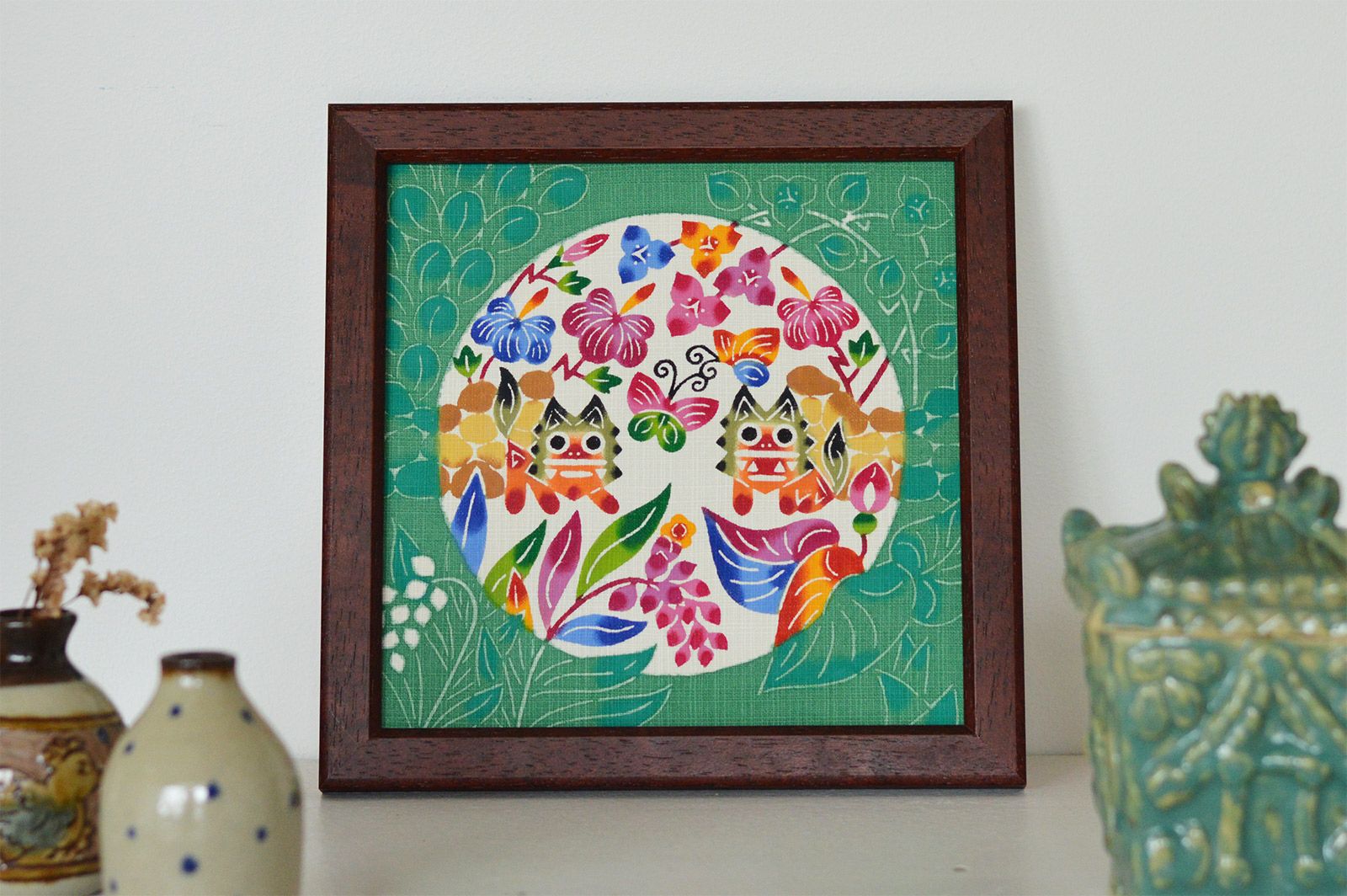 琉球紅型 びんがた 額入り 柳と燕 沖縄 染物 インテリア CATEGORY 額絵/framed picture | 沖縄のうつわ、やちむん、琉球ガラスの